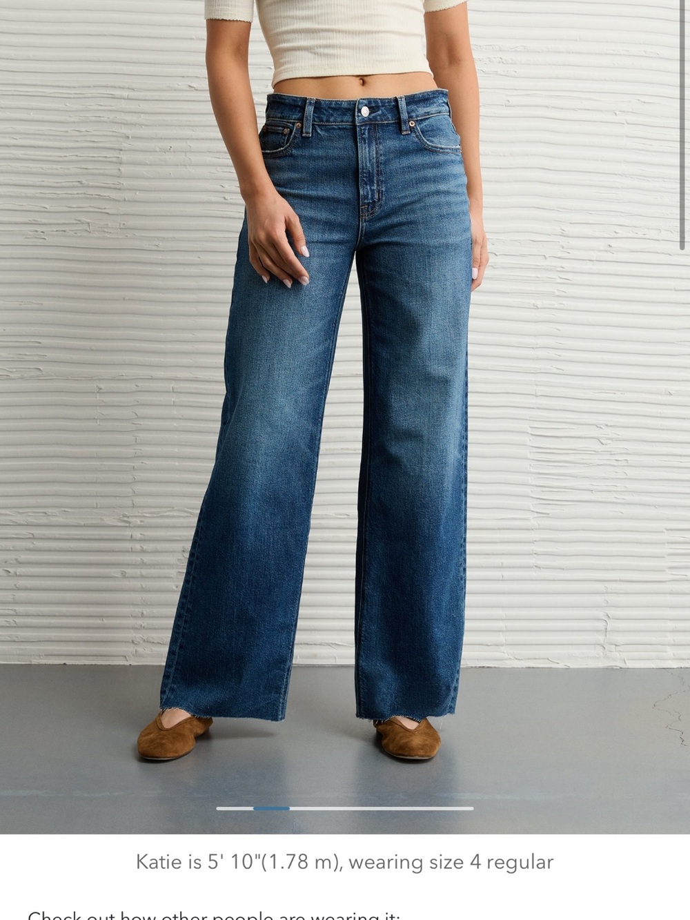 American Eagle Outfitters Dark Blue High-Rise Wide-Leg Jeans